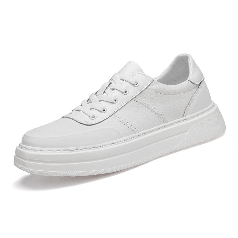 Men s Casual White Cowhide Sneakers - European Style, Large Size, Thick Sole 43 белый