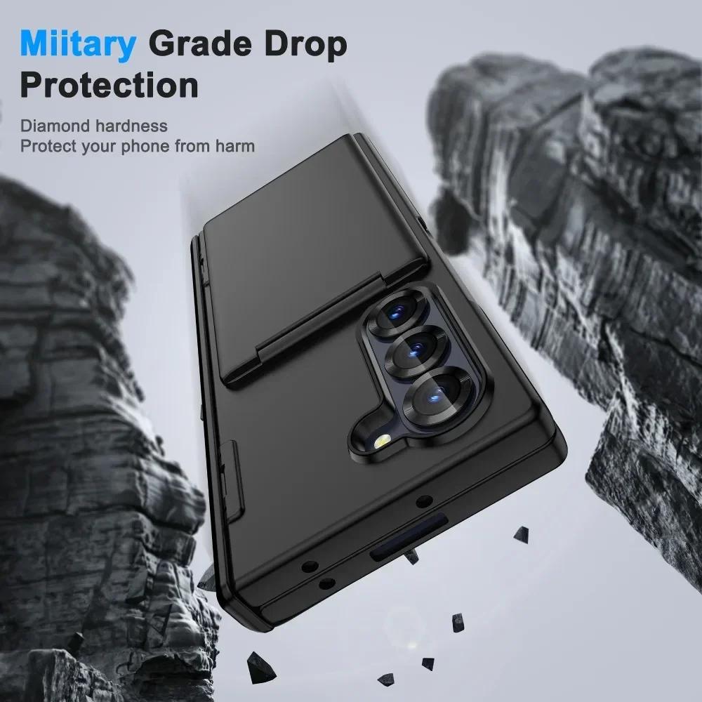 Luxury Flip Kickstand Phone Case For Samsung Galaxy Z Fold 7 6 Fold7 Fold6 5G Folding Bracket Matte Cover with Card Holder