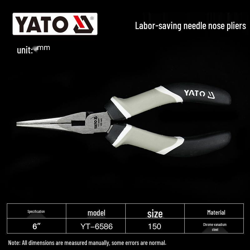 YATO Industrial Needle Nose & Diagonal Cutting Pliers Combo with Wire Strippers