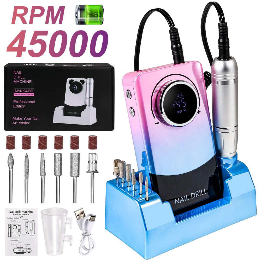 

V9 Высокоскоростная регулируемая электрическая пилка для ногтей - Перезаряжаемая для нейл-арта