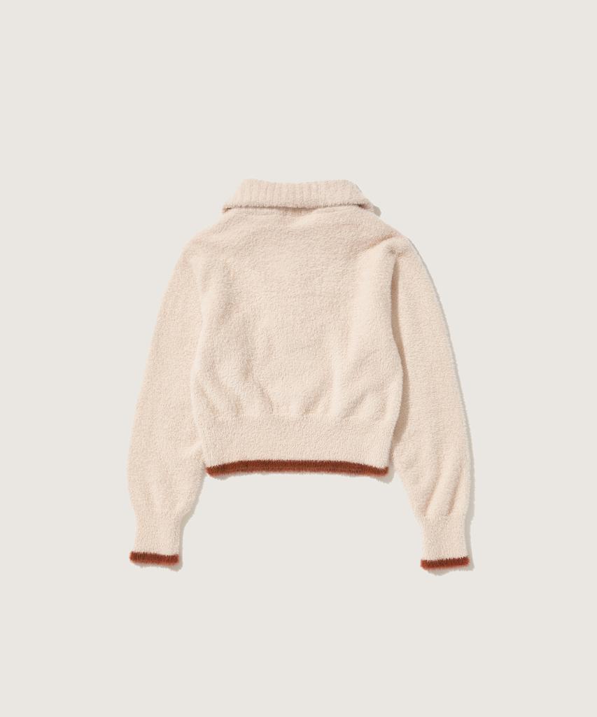 PLAC WOMEN Zip-Up Boucle Knit Light Beige