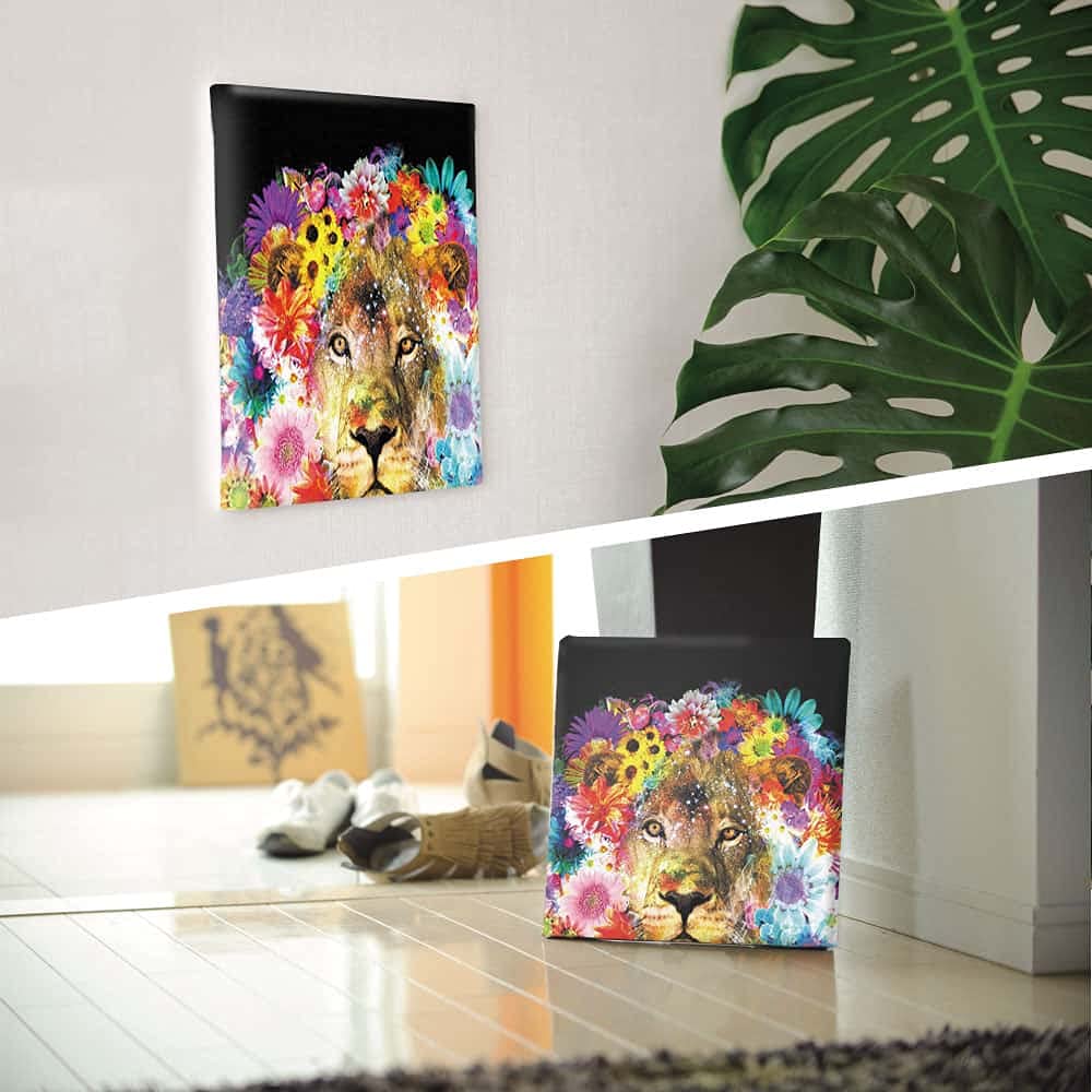Lion Animal Art Panel 57cm x 57cm L Size Made in Japan Poster Stylish Interior Decor Living Room Interior Flower Colorful Art Fabric Panel ket-0003-L