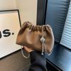 French Small Designer Folded Water Bucket Bag With Chain For Daily Casual Use