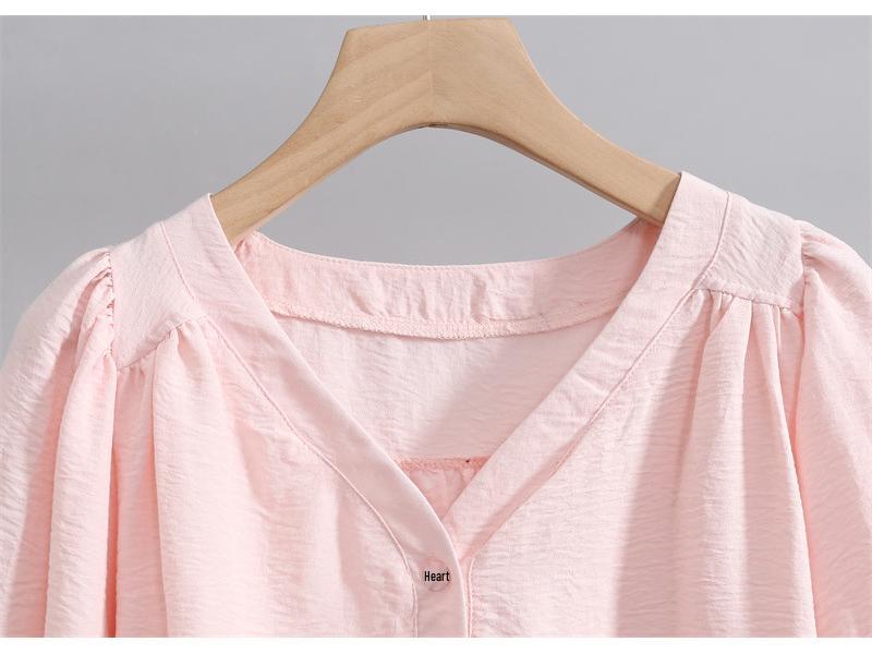 2025 Summer Women's Fashionable Loose V-Neck Short Sleeve Cardigan Top