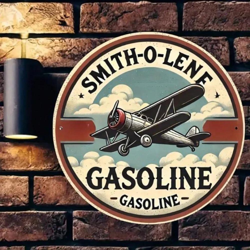 Smith O Lene Retro Metal Tin Sign Vintage Aviation Wall Decor Garage Bar Man Cave Weatherproof Round Aluminum Gift