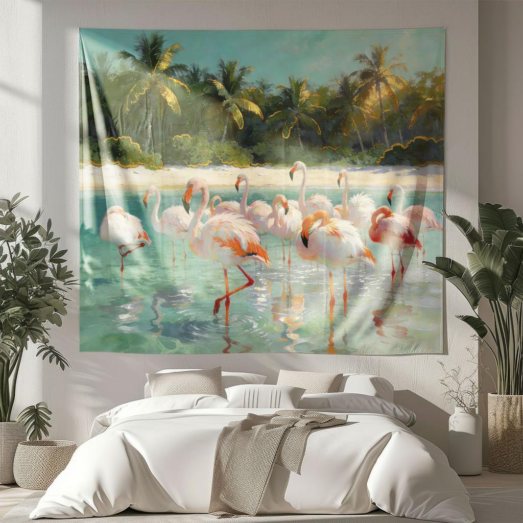 1pc Flamingo Animal Print Tapestry Living Room Wall Art Decoration Background Cloth Machine Washable Space Pendant