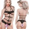 Sexy Lingerie Temptation Lace Bow Three-Piece Set