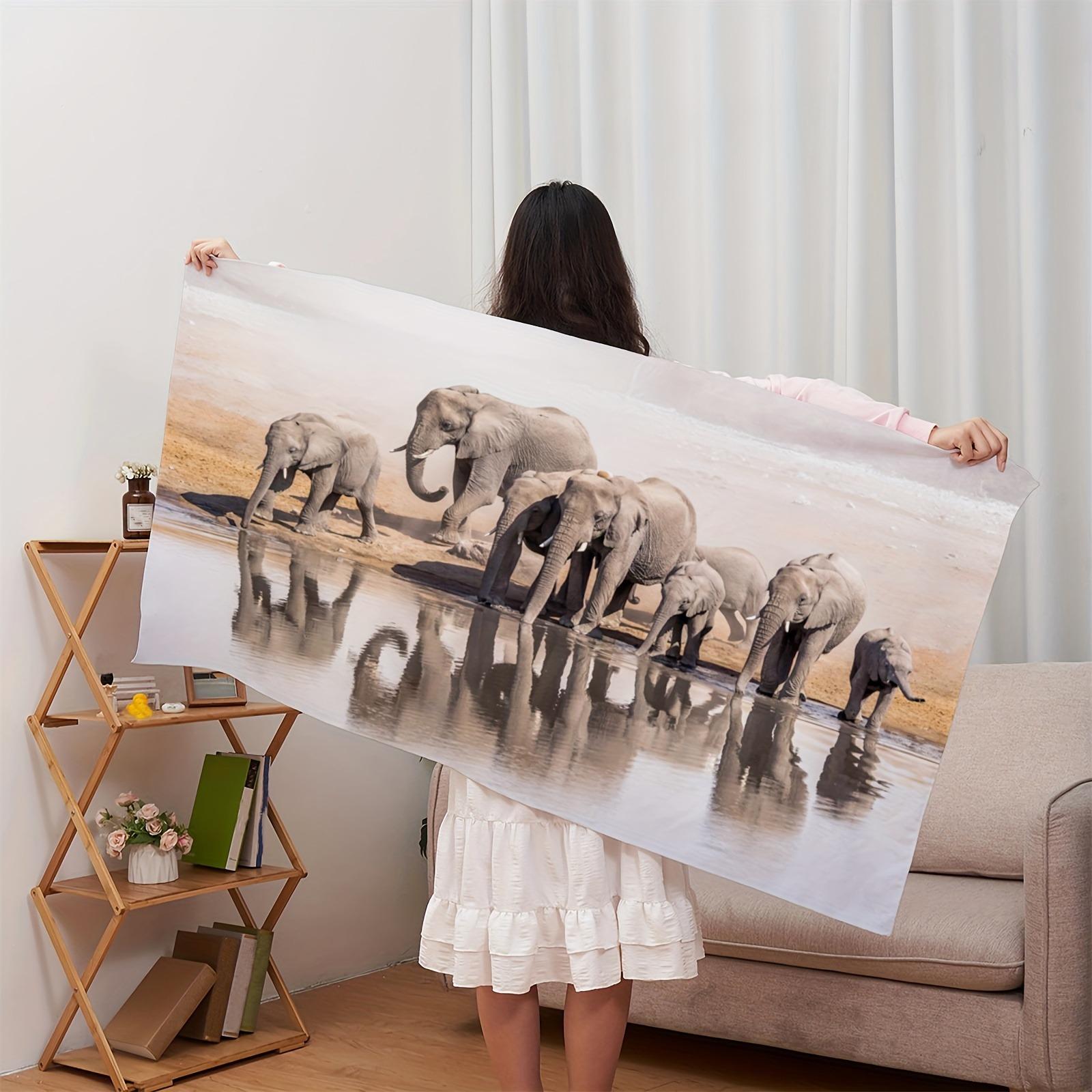 

Elephant Family Beach Towel: Stylish and Safari-Ready for Your Next Getaway! Suitable for towels, bath towels, beach towels W40*H60(CM)