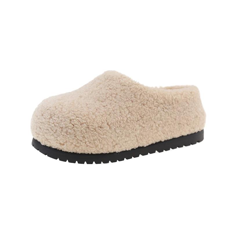 Fashion Leopard Platform Fur Slippers Women Home Cotton Shoes Winter Warm Casual Plush Mules 2025 Trend Flip Flop Woman Snow Botas Mujer