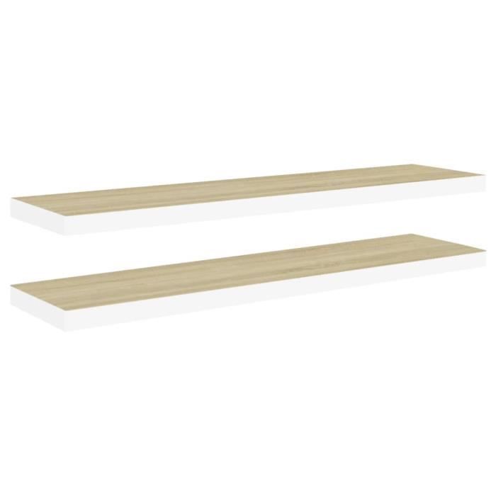 VidaXL Floating Shelves 2 Pcs Oak and White 120x23.5x3.8 Cm MDF