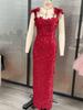 2024 Spring/Summer Strapless Mesh Floral Midi Dress for Vacations, Photoshoots, & Parties