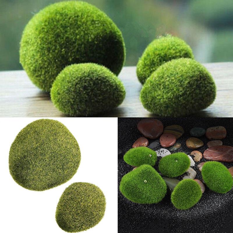 Marimo Moss Balls Konstgräs Sten Torv Mini Fairy Garden Micro Terrarium