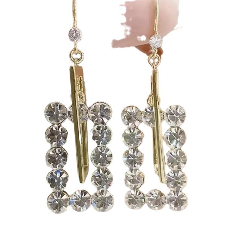 Stylish Geometric Diamond Rectangle Earrings for Women