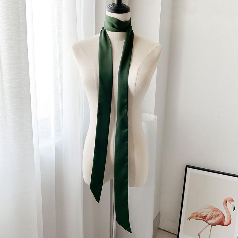5x190cm Women Satin Silk Narrow Scarf Neckerchief Solid Color Neck Scarves Long Silk Scarf DIY Bag Ribbon Head Neck Hair Band