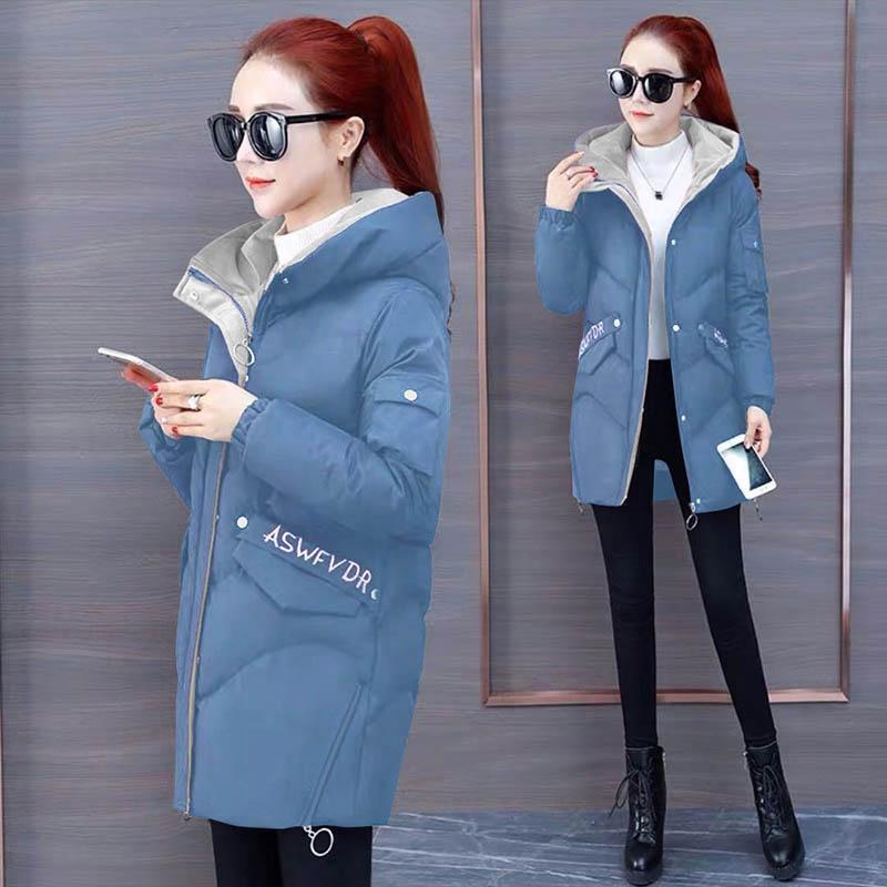 Women's Printed  Jacket Women's Mid-length Slim and Loose Thickened  Jacket Women