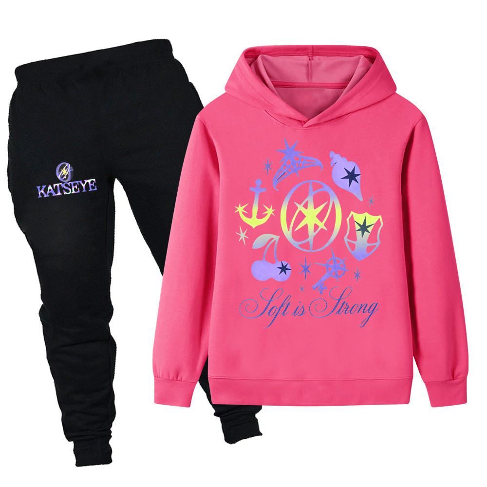 PB1314 Multi-color Kids Girls KATSEYE Print Long Sleeves Hoodie Pants Trousers Sets