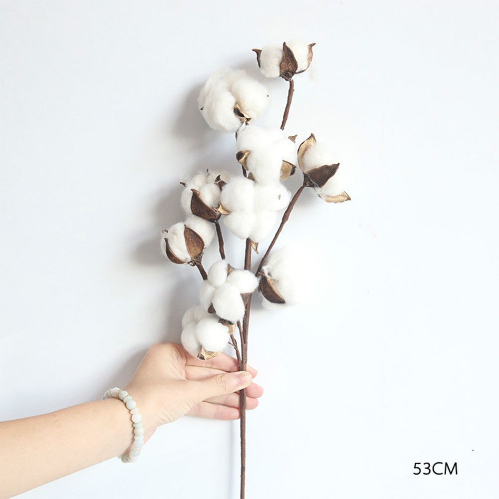 Handmade Fake Flower Home Decor Cotton Stem Dried Cotton Flower Floral Branch Artificial Plants