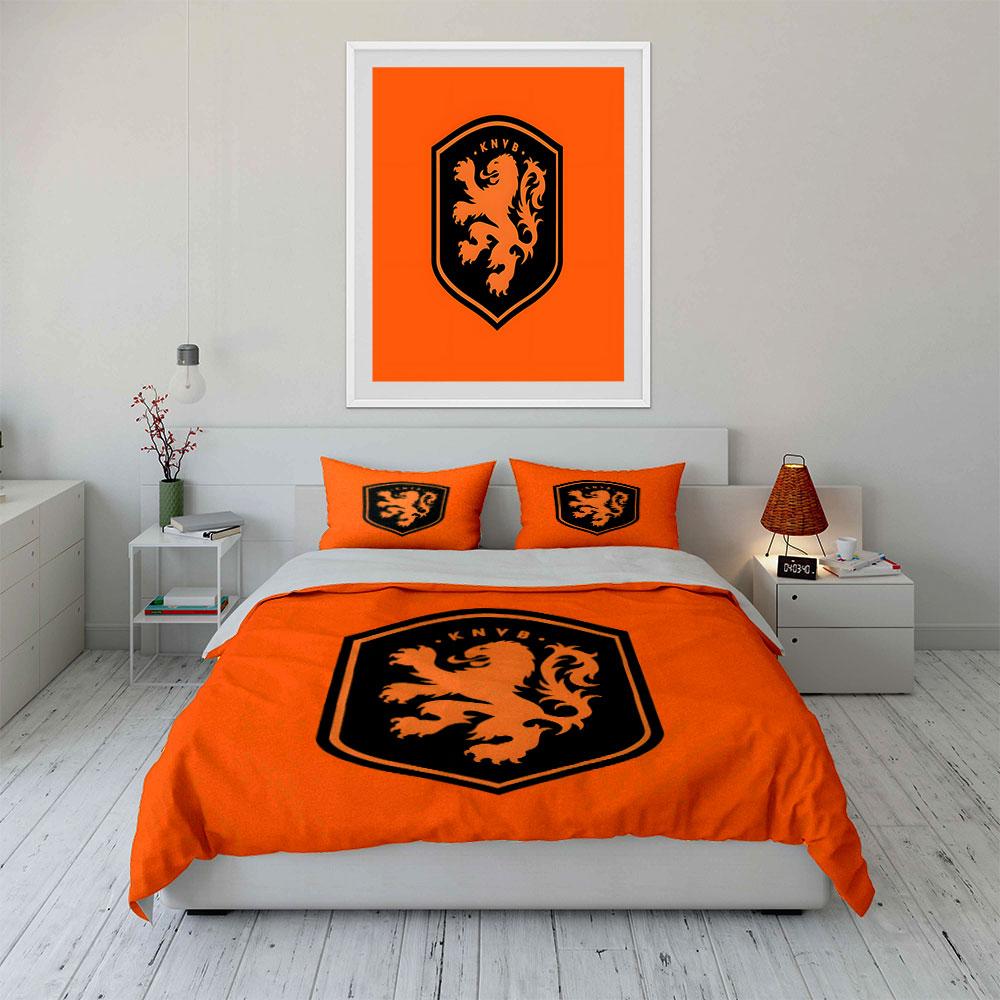 Orange lion emblem pattern. Bedding sets Duvet cover sets Duvet covers Pillowcases(1*Duvet Cover 2*Pillowcases without duvet insert)