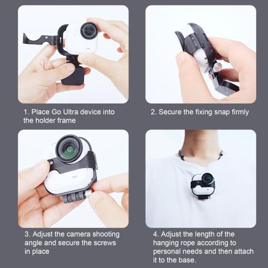 Magnetic Action Camera Chest Mount for Insta360 GO Ultra Hands-free Sports Camera POV Necklace Holder with Neck Strap Lanyard Camera Accessory