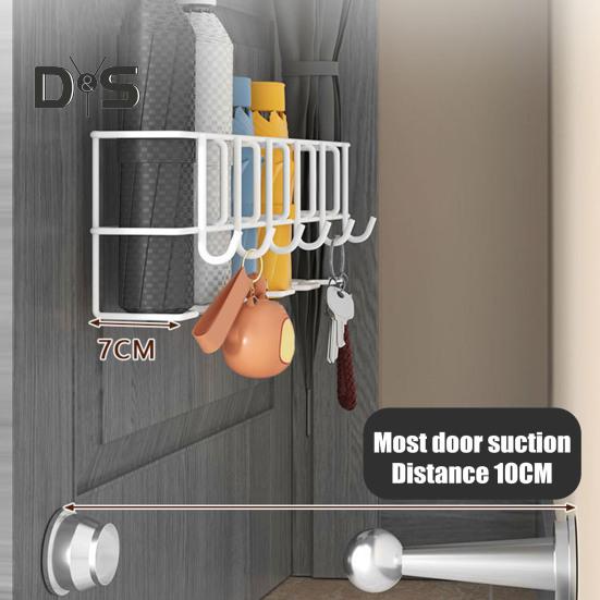 Hohles Regenschirm-Aufbewahrungsregal, Wandgarderobe mit 6 Kleiderbügeln, tragender Hut- und Kleidungs-Organizer für Badezimmer und Wohnzimmer