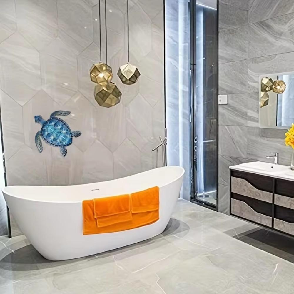 1 Stück Blaue Meeresschildkröte aus Metall, Wanddekoration – Kunstdekoration, Geschenk für Schildkrötenliebhaber, Zuhause