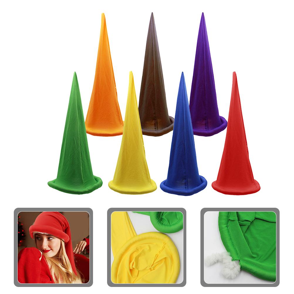7 Pcs Christmas Dwarf Hats Halloween Gnome Cap Party Hat Stage Show Prop Festive Headwear Holiday Accessory Santa Gnome Cap