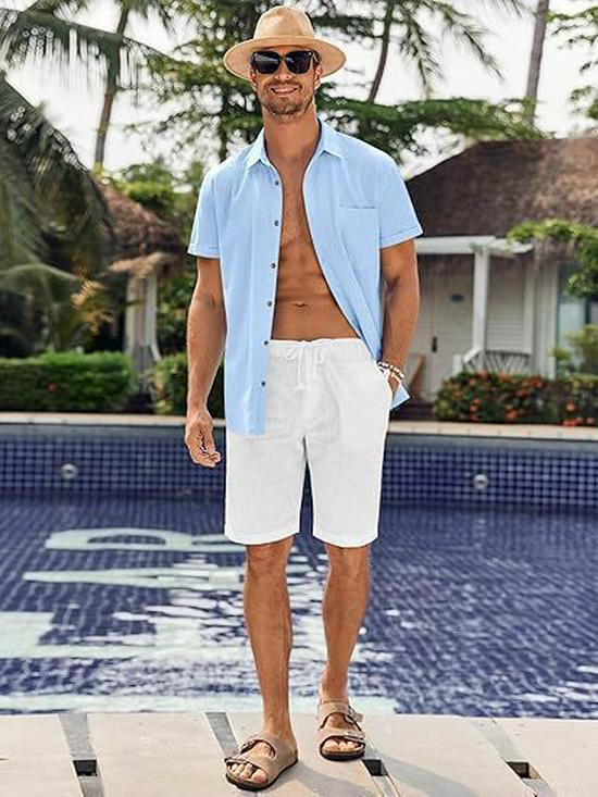 Men's Short Sleeve Linen Shirt - Retro Casual Summer Style