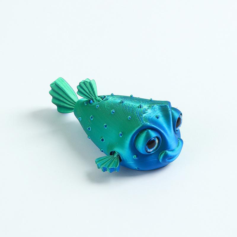 Simulation Of Marine Animals New 3D Printing Cute Puffer Fish Toys Joints Movable Simulation Eyes Kids Toy Gifts Home Decoration