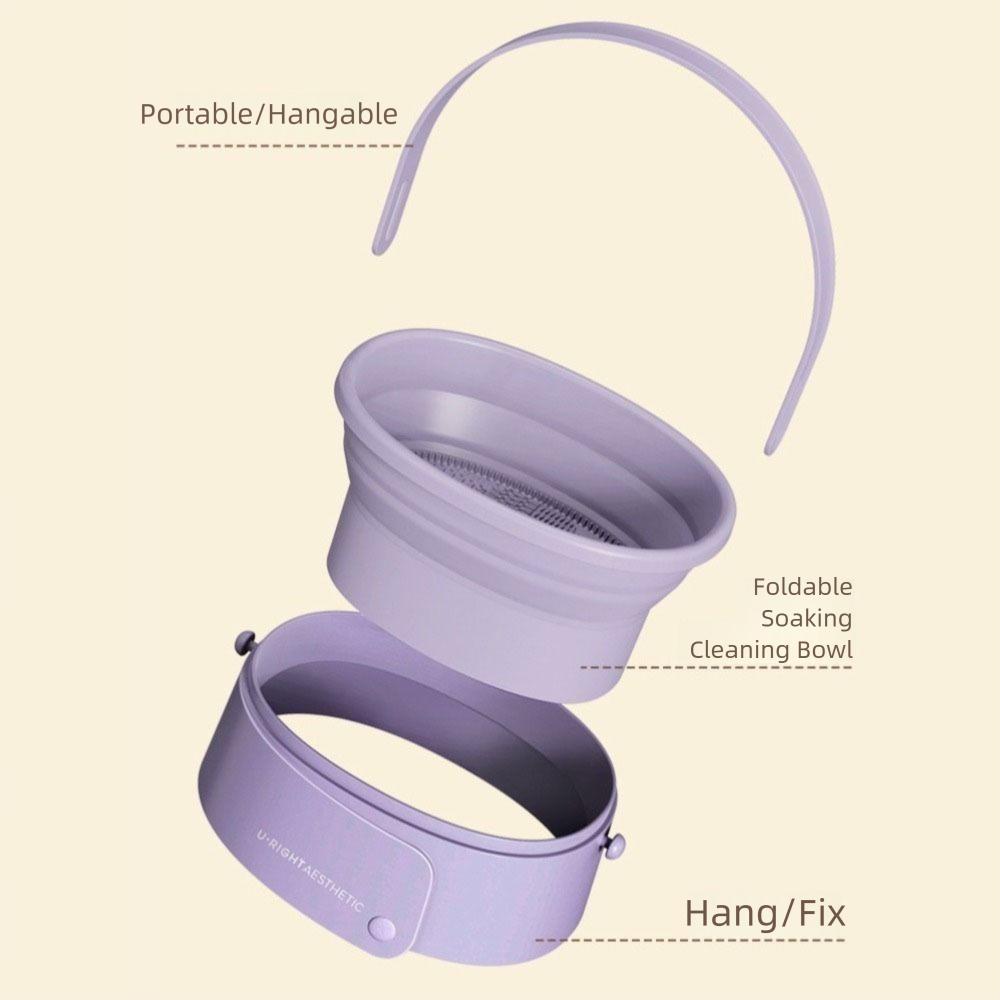 Ciotola per Lavaggio Pennelli Cosmetici 3 in 1 Tipo Pieghevole Scatola Pulizia Beauty Blender in Silicone Multifunzione con Supporto Portaoggetti Lavatrice per Cipria