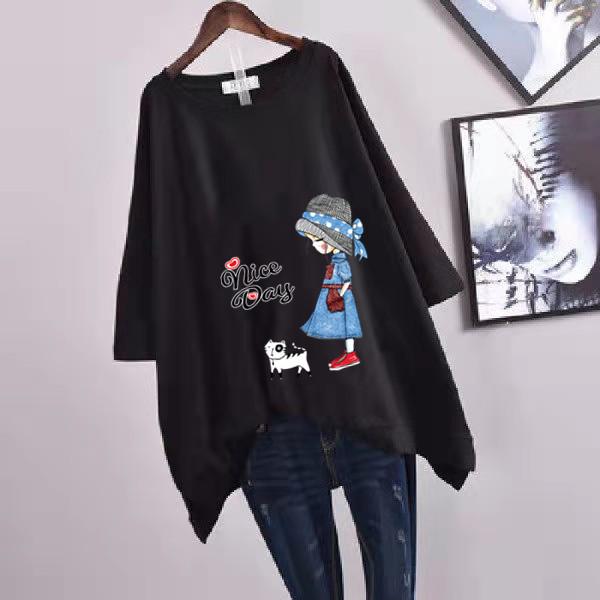 Women's Casual Loose Mid-Length Short-Sleeve T-Shirt