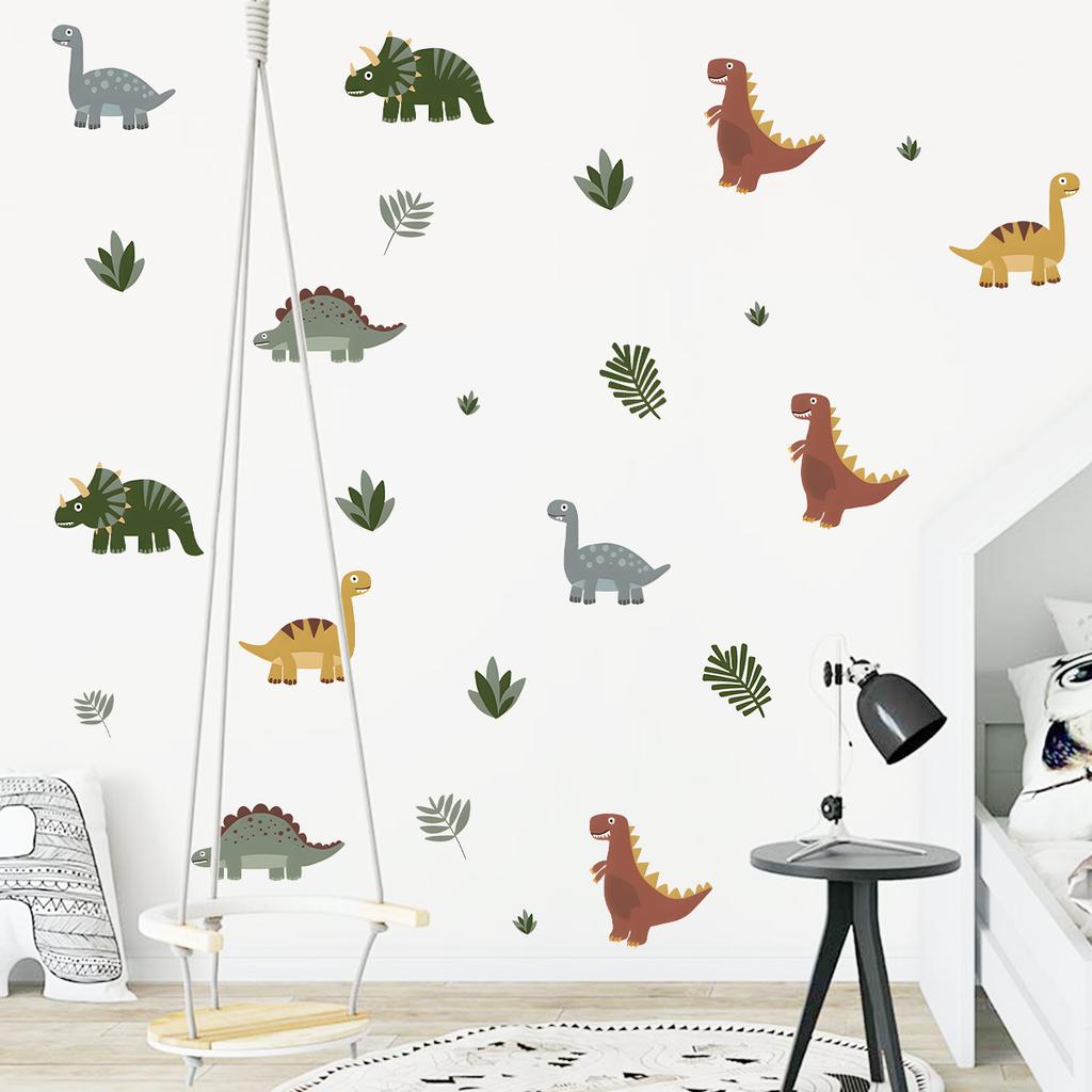 Cartoon Animal Cute Dinosaur Wall Stickers Removable for Kids Room Decoration Background Living Room Baby Nursery Wall Decals