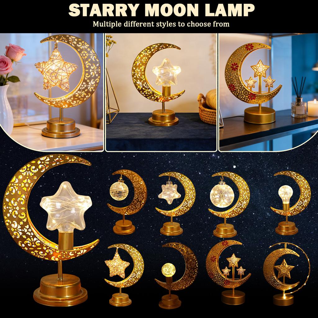 New Moon And Star-shaped LED Lights, With A Hollow Design To Enhance The Atmosphere Effect, Suitable For Use At The Bedside.