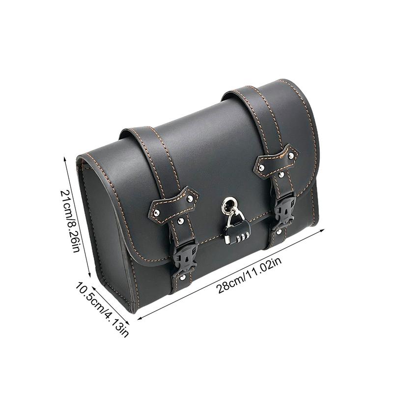 Motorcycle Barrel Bag Retro Motorcycle Saddle Bag Handlebar Tool Bag Water-Resistant 2 Straps Fork Bag PU Leather For Bike