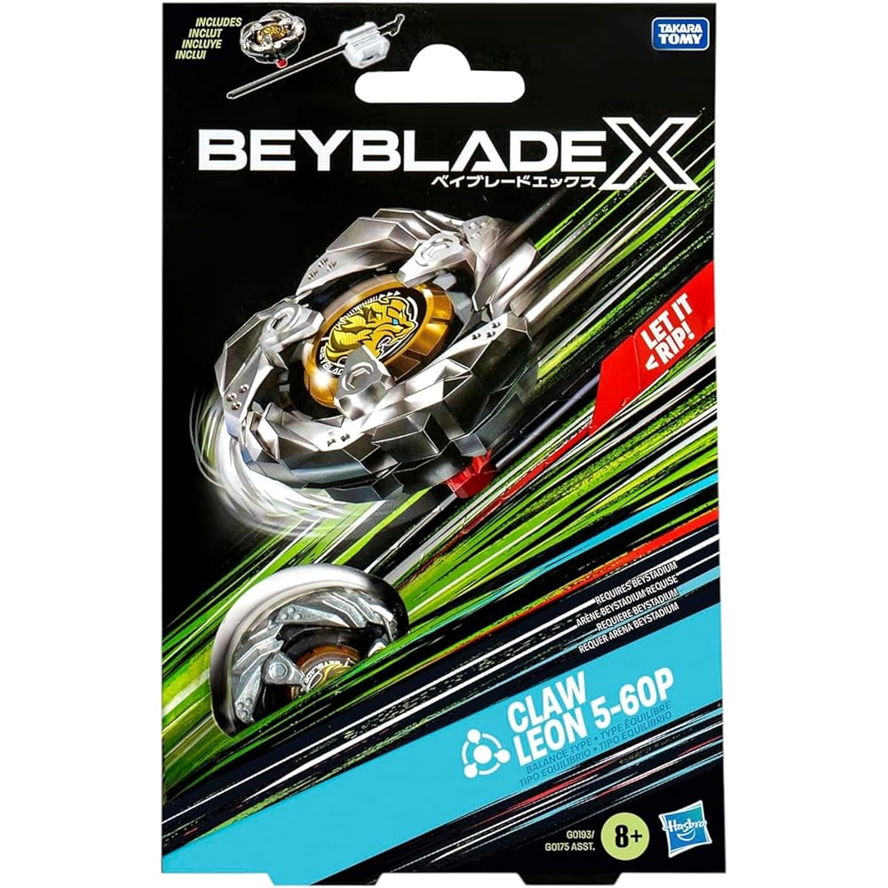 Beyblade X Claw Leon Starter Pack Balance Type Right Spin Top with Launcher Battle Toy for Kids