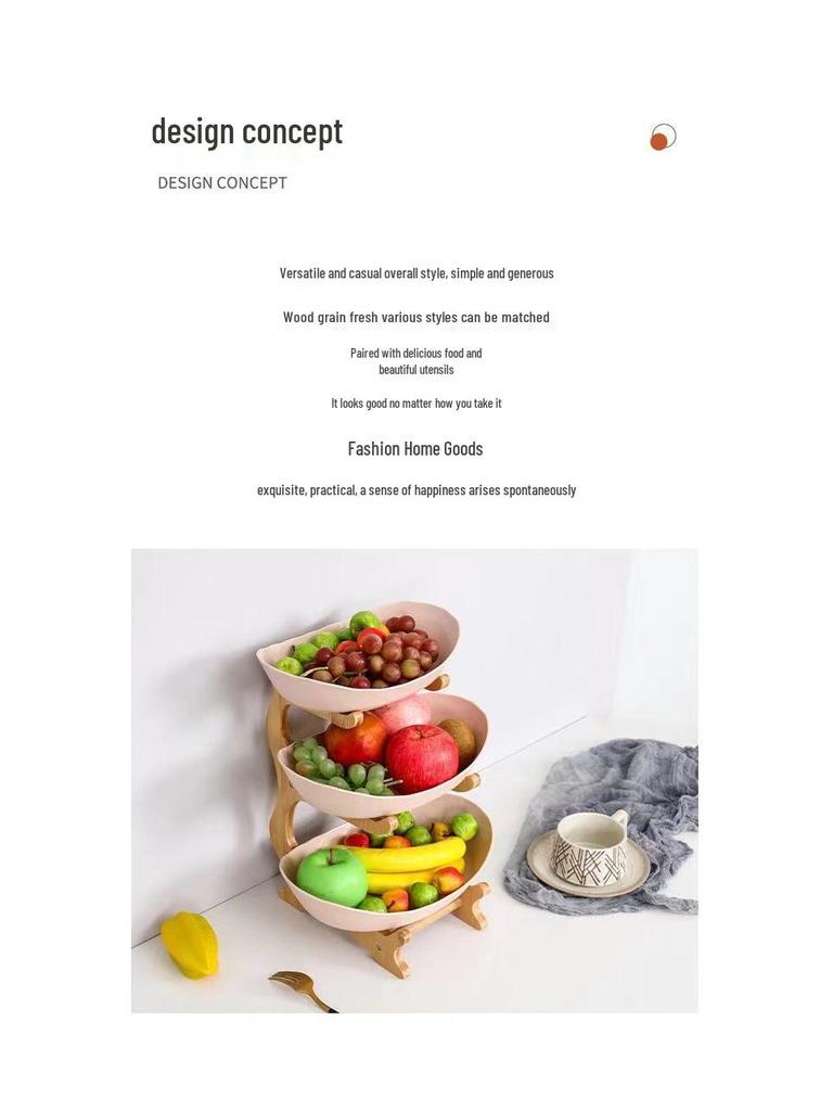 European-Style Creative Bamboo & Wood Multi-Layer Fruit and Snack Tray