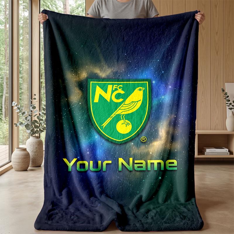 Norwich City Benutzerdefinierter Name Text Flanelldecke Fußball Logo Personalisierte Fleece-Kuscheldecke Besonderes Geschenk für Sofa Schlafzimmer Zuhause