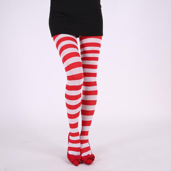 Christmas Stockings Striped High Elasticity Lady Vintage High Waist Pantyhose Cosplay Costume