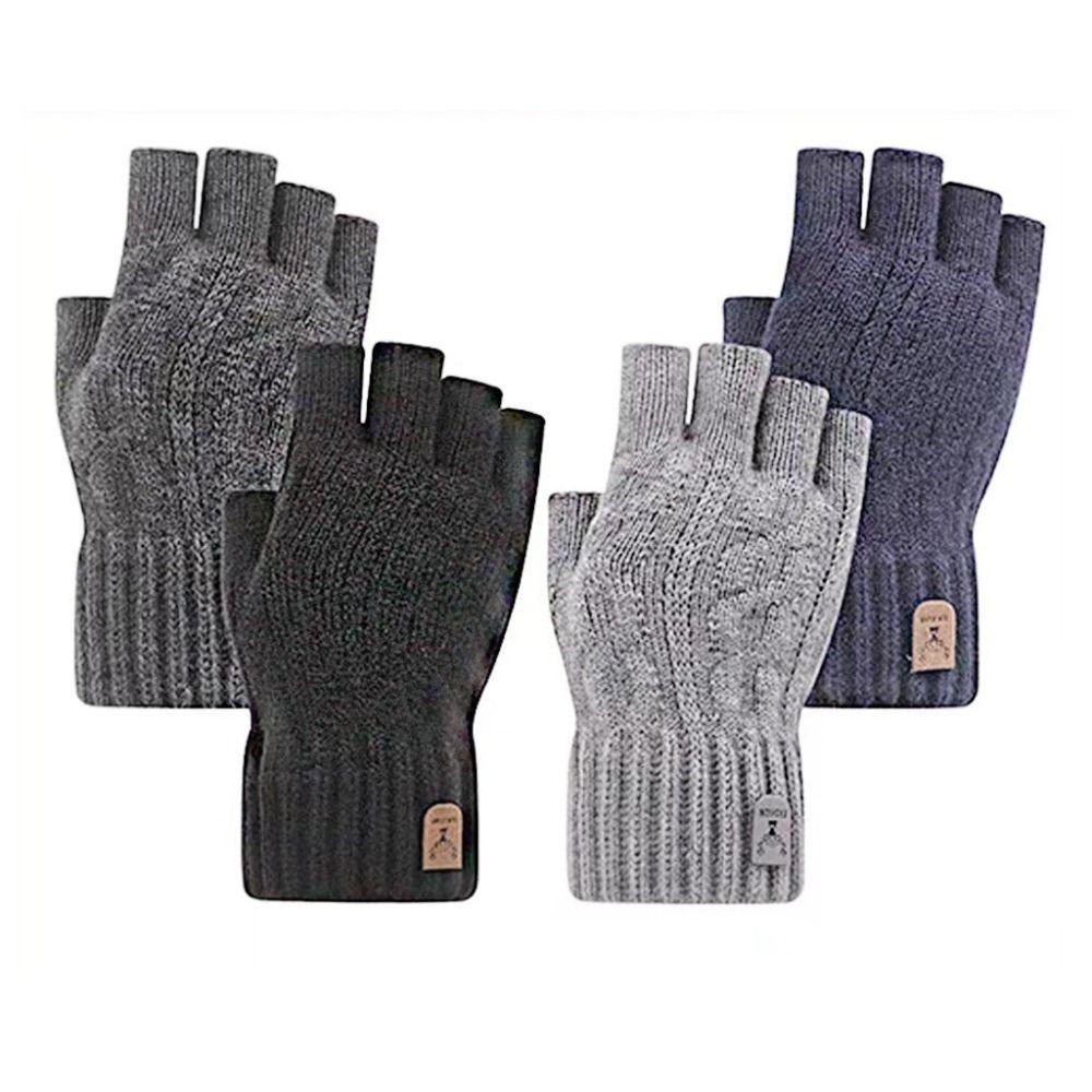 Alpaka Wolle Gestrickte Handschuhe Thermische Halbfingerhandschuhe Trendige Winter Warme Handschuhe
