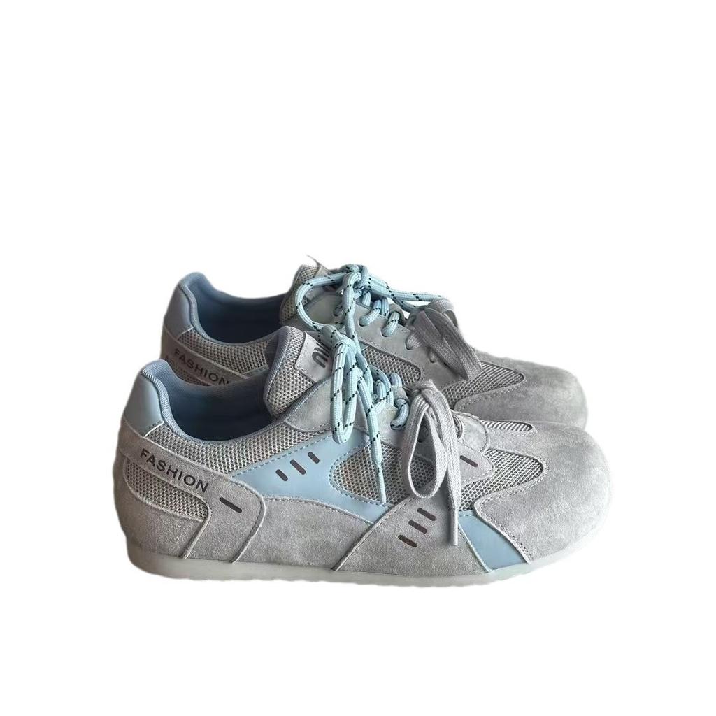 Lightweight soft sole~ leather ugly cute German training shoes women's 2024 winter new two-color shoelaces platform casual Forrest Gump shoes