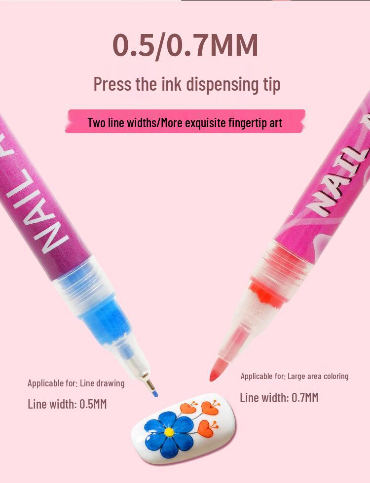 Cross 0.5mm Nail Art Pen Set - 12 Colors for DIY Dotting, Painting & Graffiti