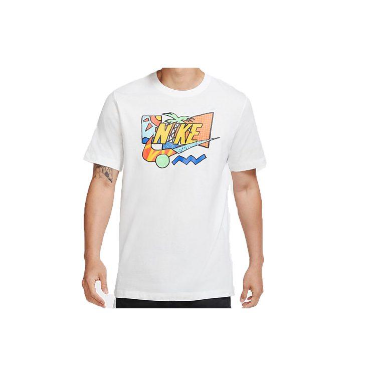 Nike T Shirts Men's White Crew Neck Moderate Straight Fit CW0427-100