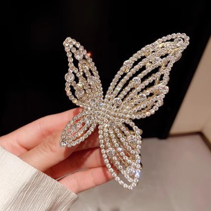 High-End Women's Rhinestone Hair Shark Clip - Large, Stylish, and Trendy Hairpin
