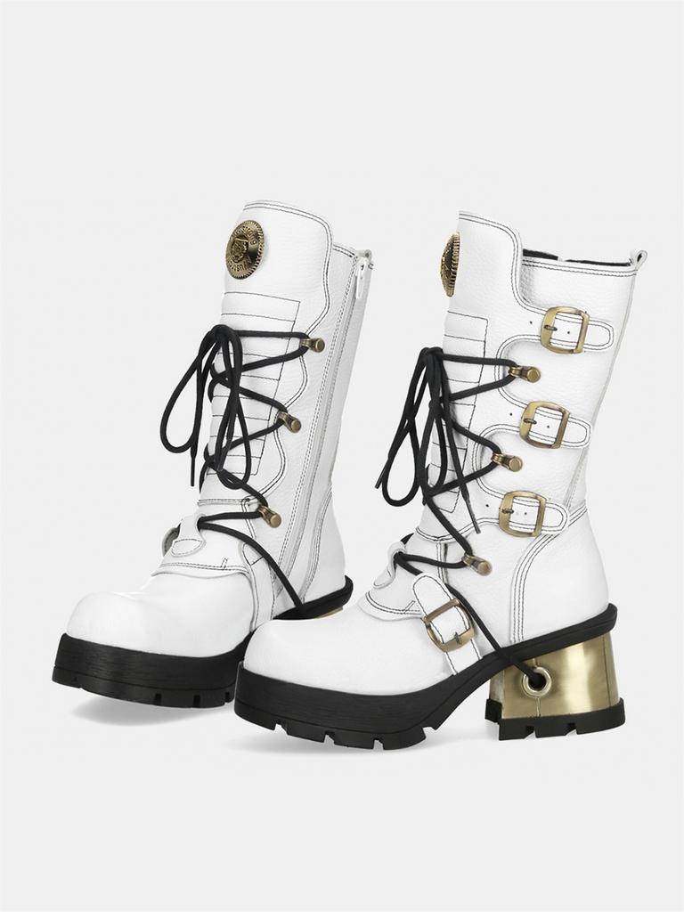 Thick Bottom Height-Increasing Women's Autumn and Winter Metal Punk Niche Leather Motorcycle Single Dark Retro Ankle Boots