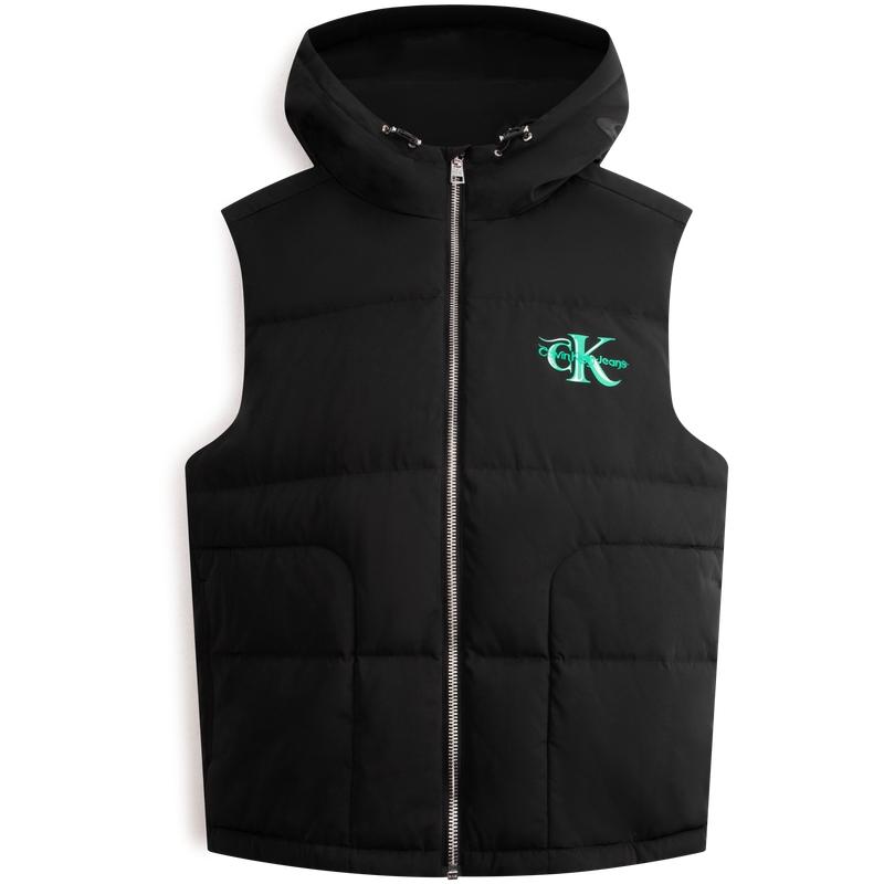 Calvin Klein Year Of The Dragon Spring Festival Collection New Year Embroidered Duck Down Hooded Vest Unisex Vests Space-Black J400359