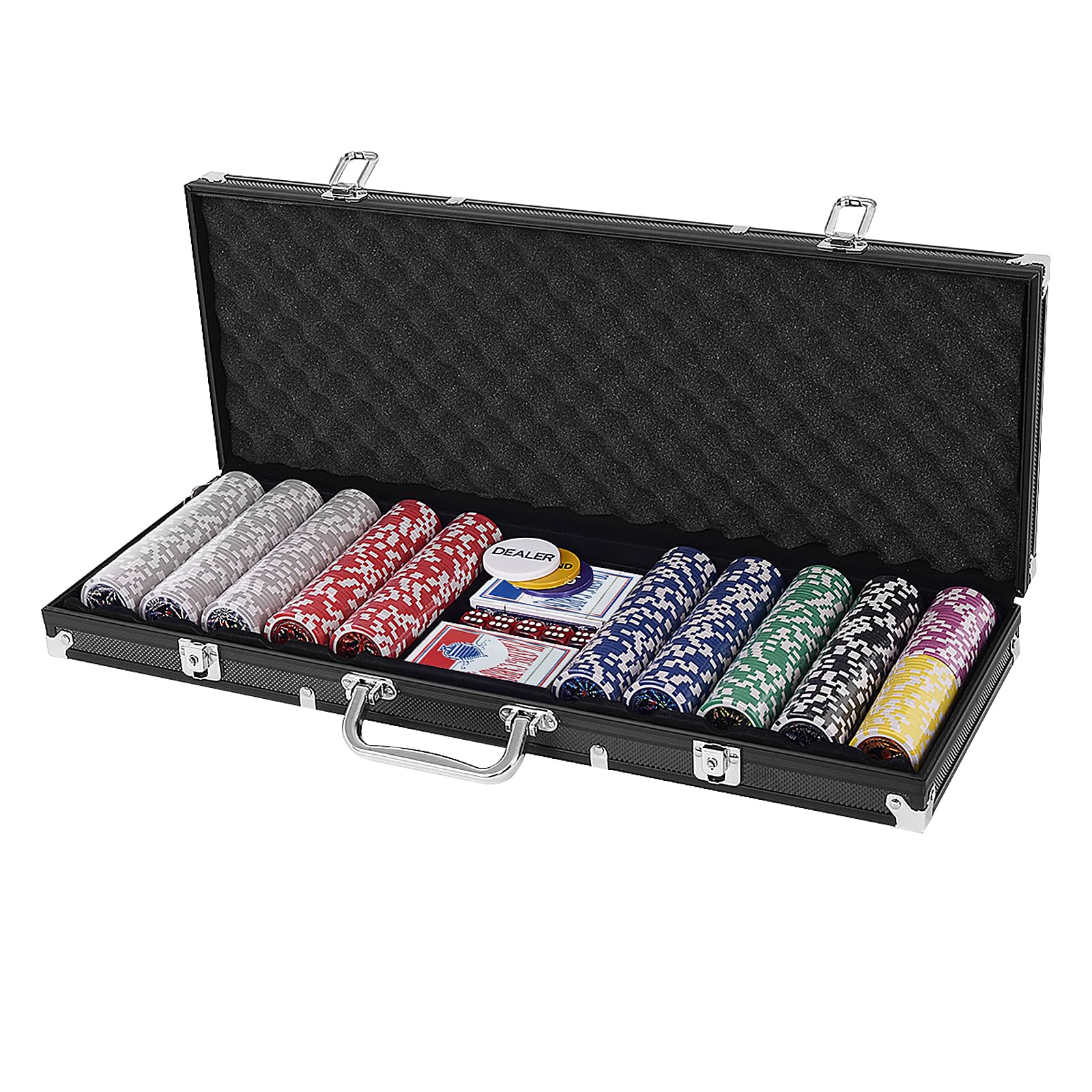 

GIANTEX 500 Покер 7 Казино Покер Алюминиевый Покер 5 3 2 Колоды Игральных Казино Фишек Техас Домашняя Игра 500 Номинальных Фишек, Цвета, Номера, 11 г, Набор,