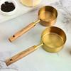 Tazze e Cucchiai Misuratori in Acciaio Inossidabile con Manico in Legno Dorato Strumenti per la Cottura Set di Cucchiai Misuratori per Caffè Accessori per Bilancia da Barman