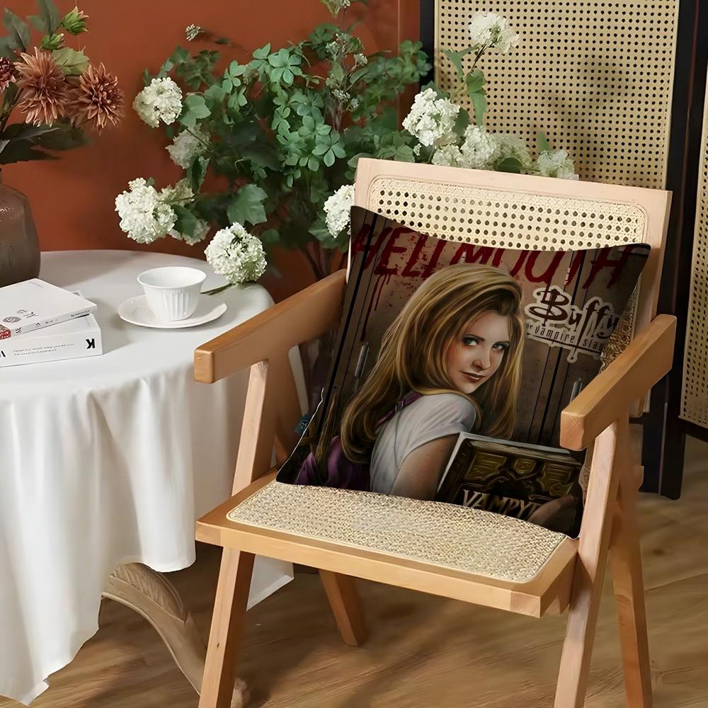 BBuffy Vampire SlayeSr Cushion Cover Silky Short Plush Invisible Zipper Dustproof Sofa Pillow Case for Home Decor