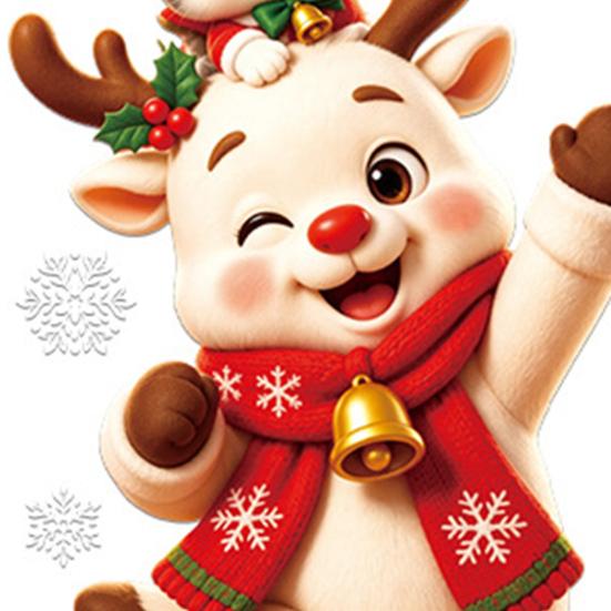Double Sided Window Ornaments 2Pcs Christmas Clings, Santa Claus Elk Static Decals, Festive Shop Supplies Removable Cute Cartoon Holiday Stickers for