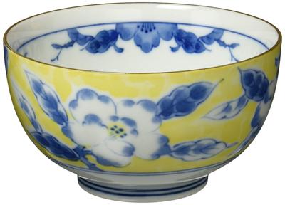 Mino ware liten skål gul blomstermønster 132-1118