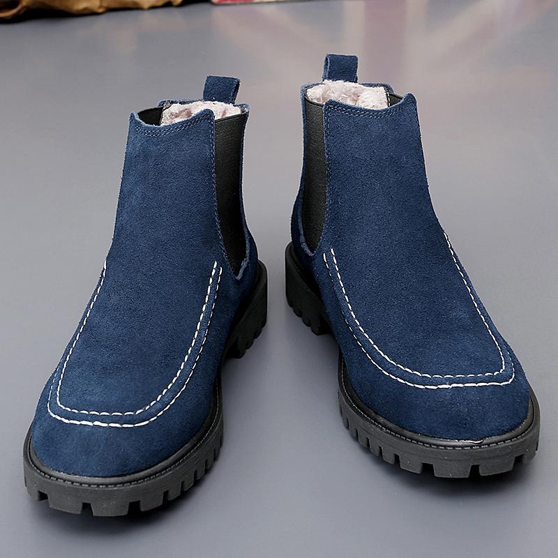 Brand Italian de Modă Bocanci de Lucru în Aer Liber pentru Bărbați Talpă Groasă Rezistenți Pantofi de Iarnă din Bumbac Bocanci de Ankle din Piele Velur de Înaltă Calitate pentru Bărbați
